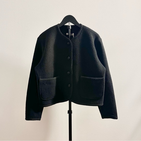 Ciao Lucia Jackets & Blazers - Ciao Lucia Simona Black Wool Boxy Crew Neck Button Up Coat Size M NWT